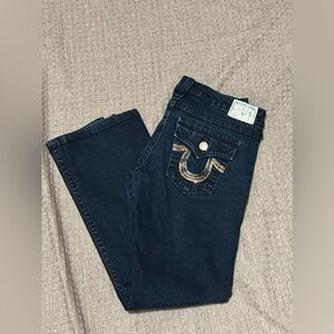 True Religion Jeans Womens 32 Dark Wash Sequin Pocket Made In USA